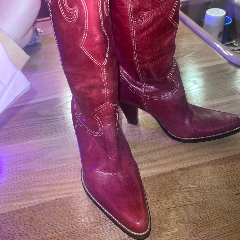 Red Steve Madden Leather boots